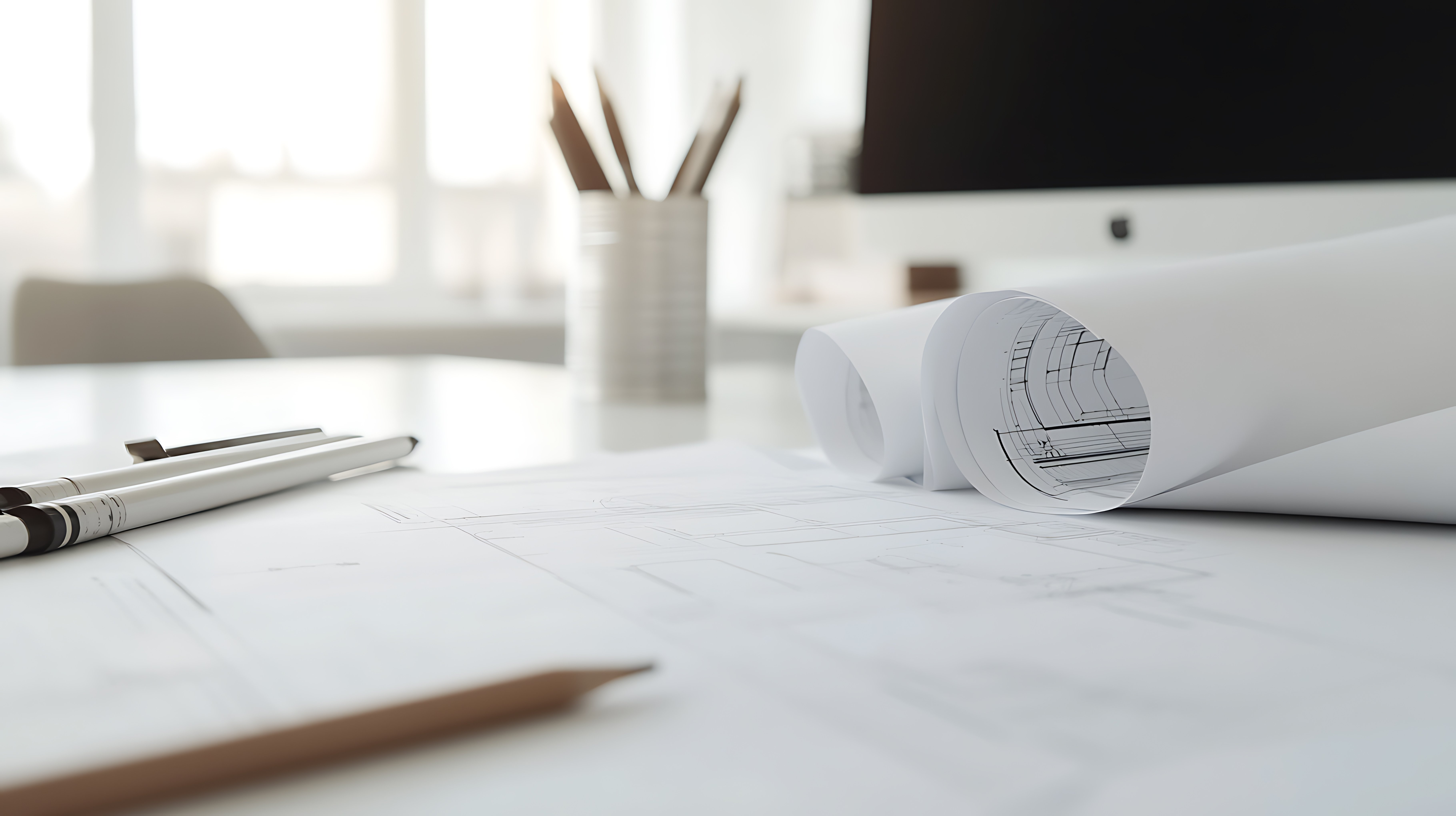 Professional architectural blueprints on an office desk, illustrating a future-proof foundation for hotel B2B distribution and sustainable revenue growth; representing the foundational framework of the ACE Distribution Method™.