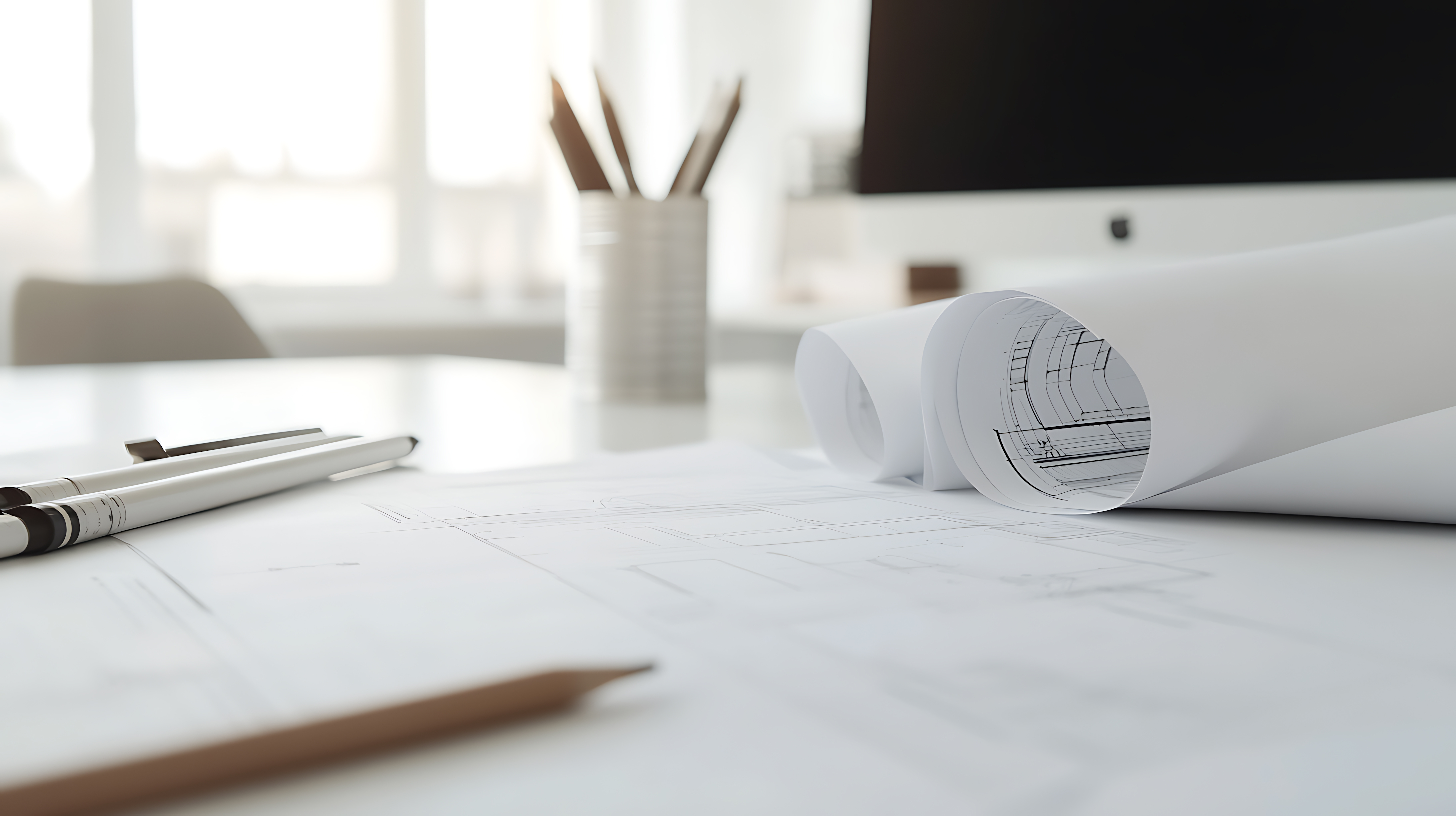 Professional architectural blueprints on an office desk, illustrating a future-proof foundation for hotel B2B distribution and sustainable revenue growth; representing the foundational framework of the ACE Distribution Method™.